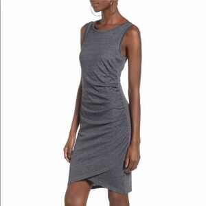 NWT Nordstrom Leith Grey Ruched Bodycon Tank Dress Viral Blogger Sz M